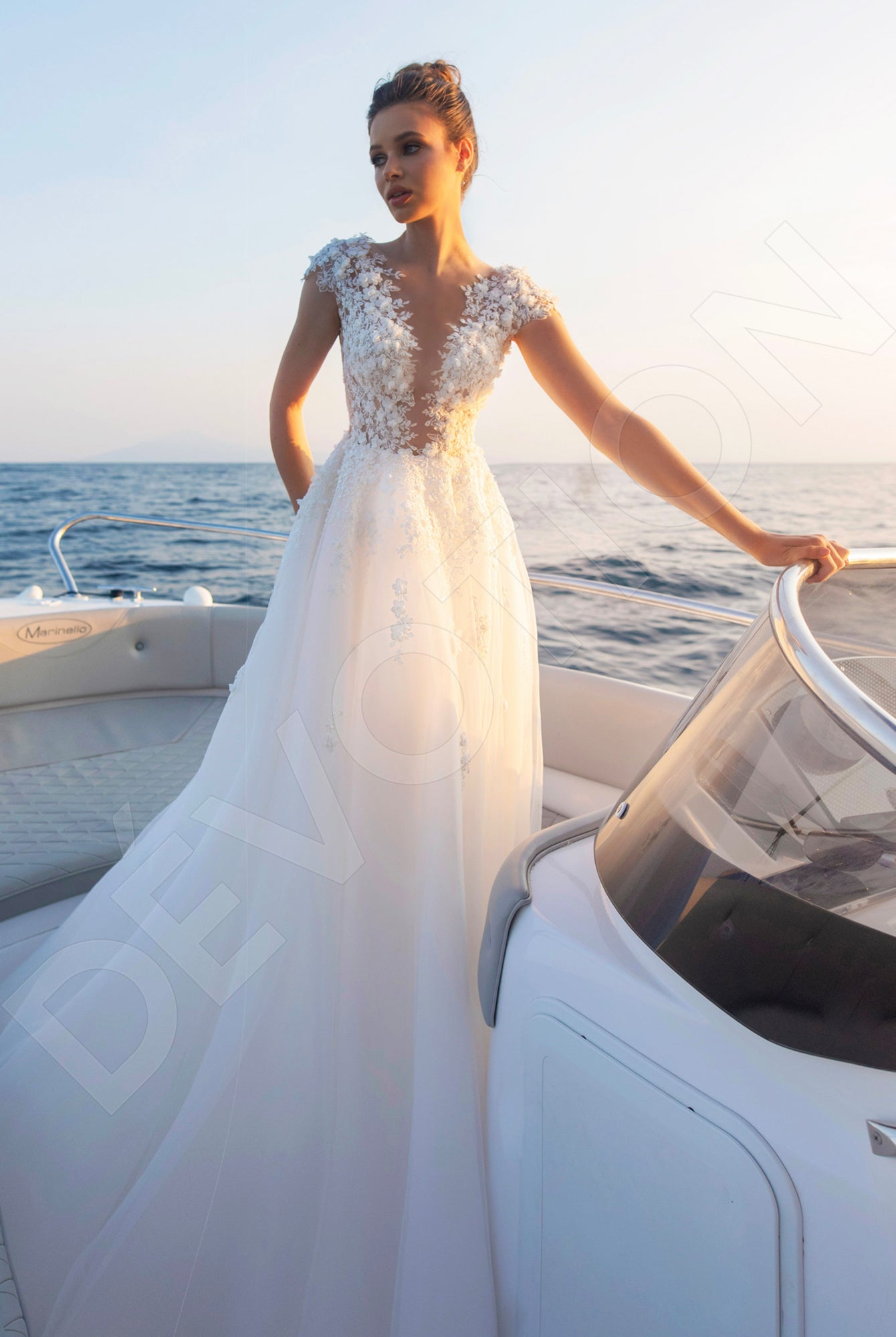 Alicer A-Line Illusion Ivory Wedding dress