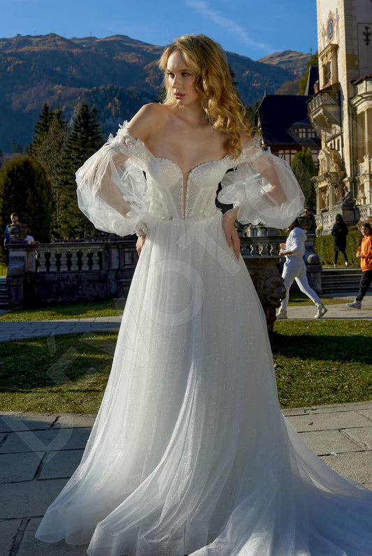Zhozefina A-line Off-shoulder/Drop shoulders Milk Wedding dress