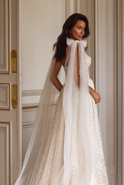 Marie-Emmanuelle A-line Sweetheart Milk Wedding dress
