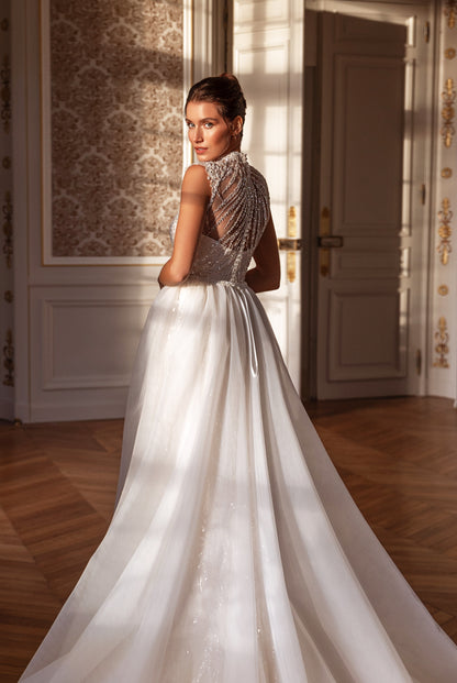 Amandine-Rose Two in one Hight neck Milk Wedding dress