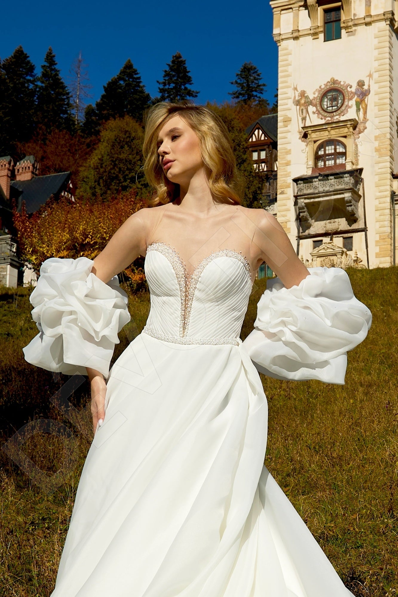 Alinia A-line Illusion Milk Wedding dress