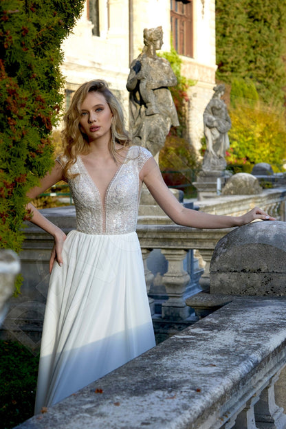 Sofiya A-line Deep V-neck Milk Wedding dress