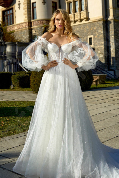 Zhozefina A-line Off-shoulder/Drop shoulders Milk Wedding dress