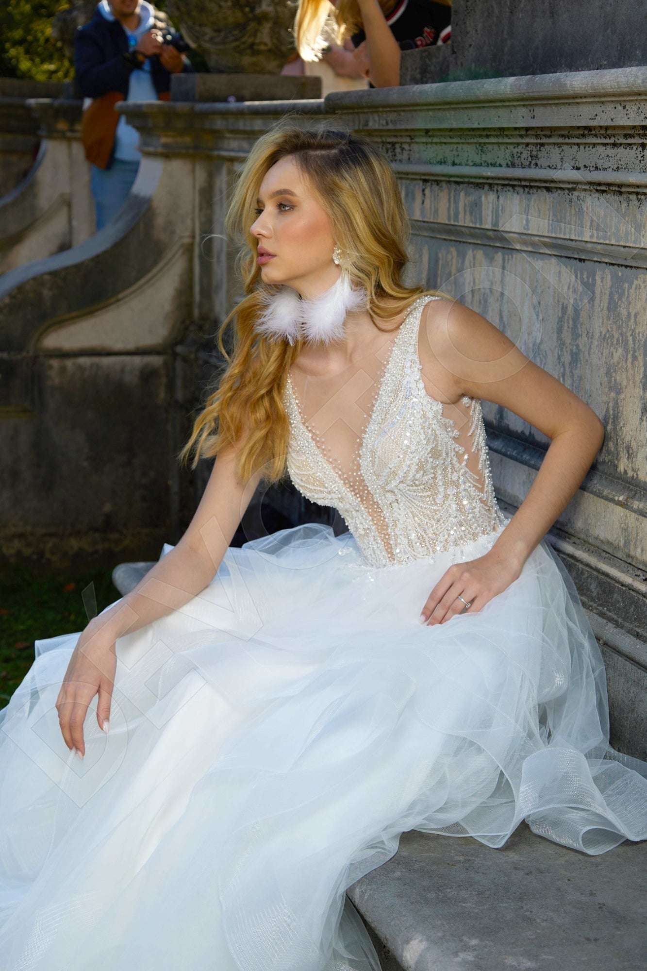 Alisa A-line Illusion Milk Wedding dress
