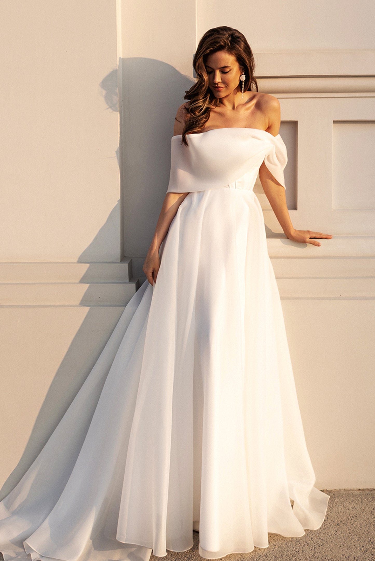 Abelia A-line Off-Shoulder Milk Wedding dress