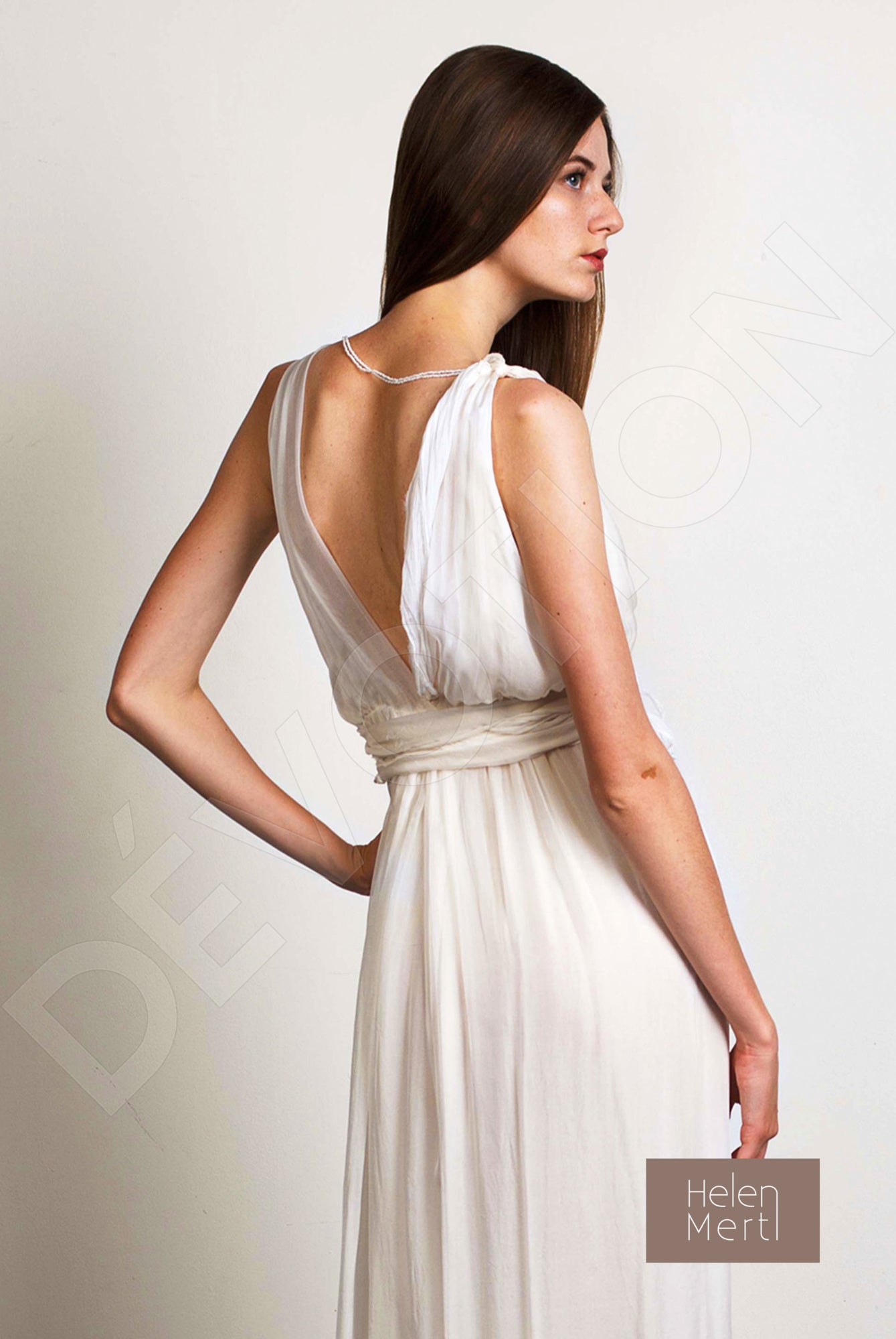 Adela A-line V-neck White Wedding dress