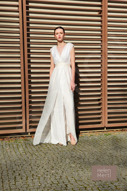 Alena A-line V-neck White Wedding dress