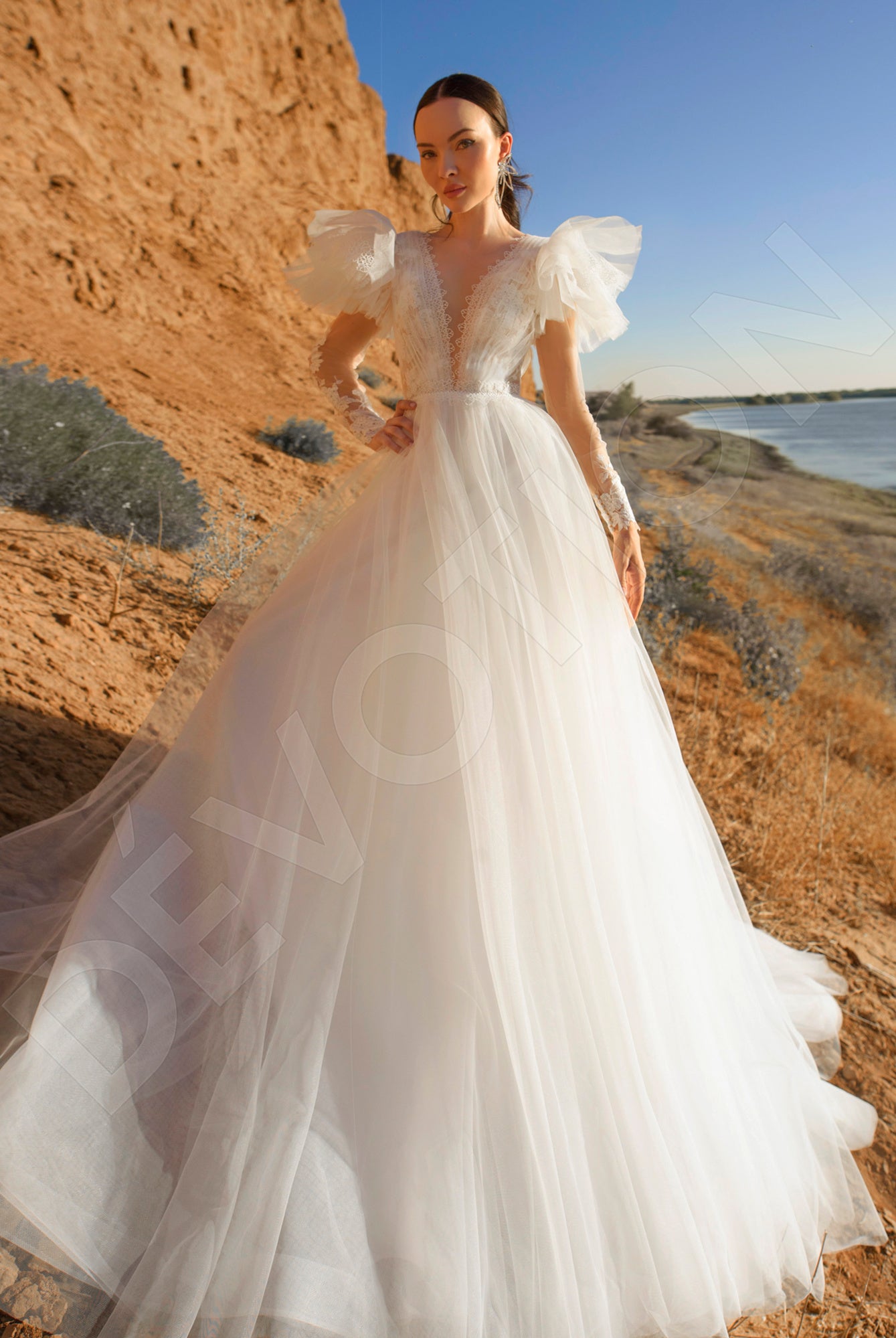 Arabellia A-line Illusion Off White Wedding dress