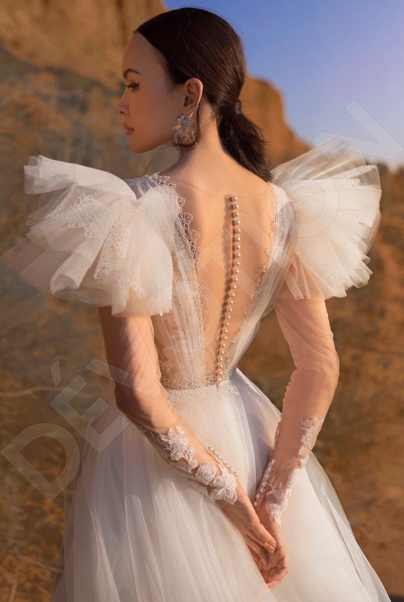 Arabellia A-line Illusion Off White Wedding dress