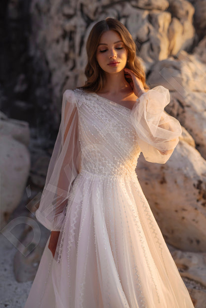 Aurora A-line Asymmetric/One shoulder Ivory Wedding dress