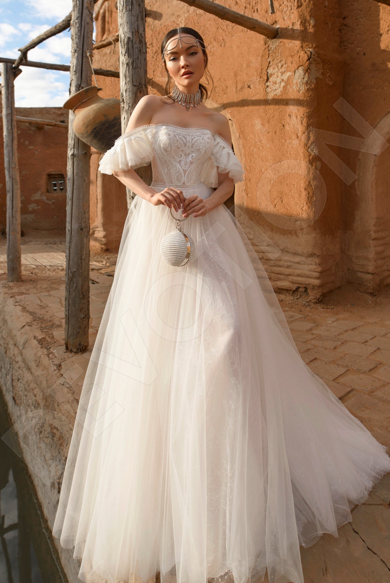 Caprissia A-line Straight Across Vanilla Wedding dress
