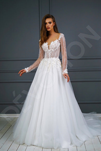 Carmelita A-Line Illusion Ivory Wedding dress