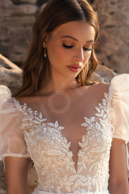 Caroline A-line Illusion Ivory Wedding dress