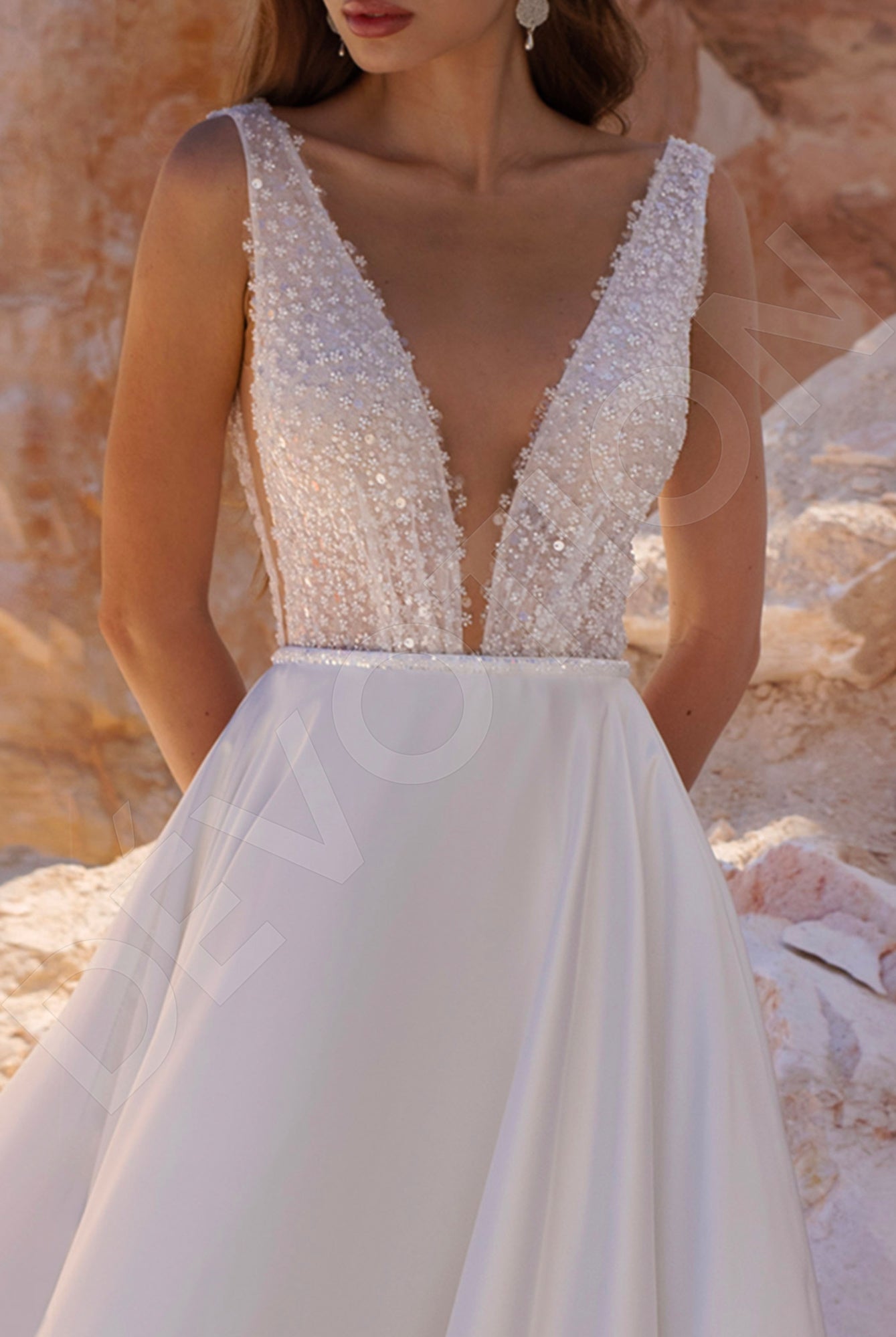 Dakota A-line Illusion Ivory Wedding dress