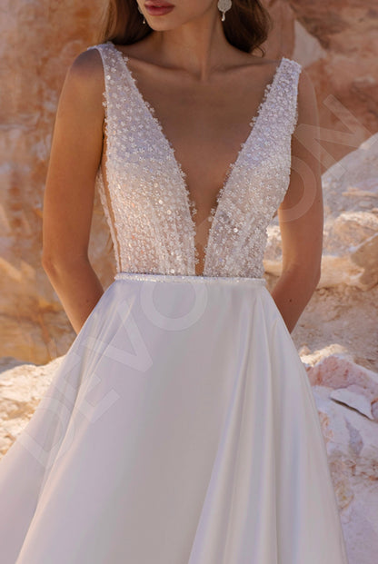 Dakota A-line Illusion Ivory Wedding dress