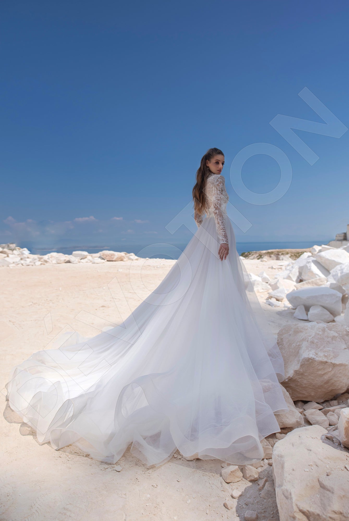 Debby A-line Illusion Ivory Wedding dress