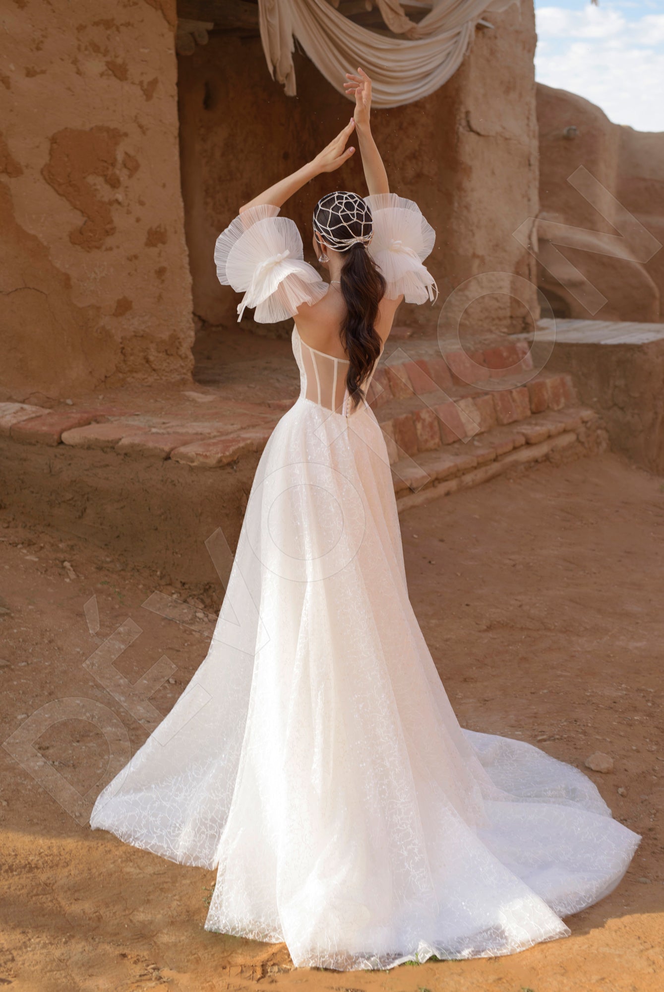 Djeralda A-line Straight Across Off White Wedding dress