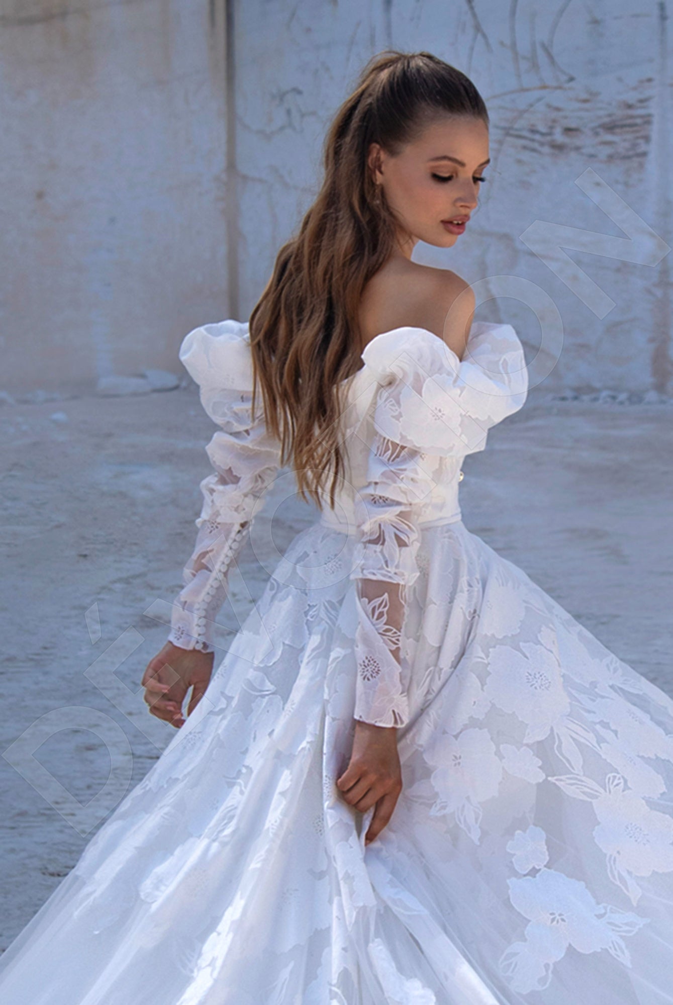 Eleanor A-line Off-shoulder Ivory Wedding dress