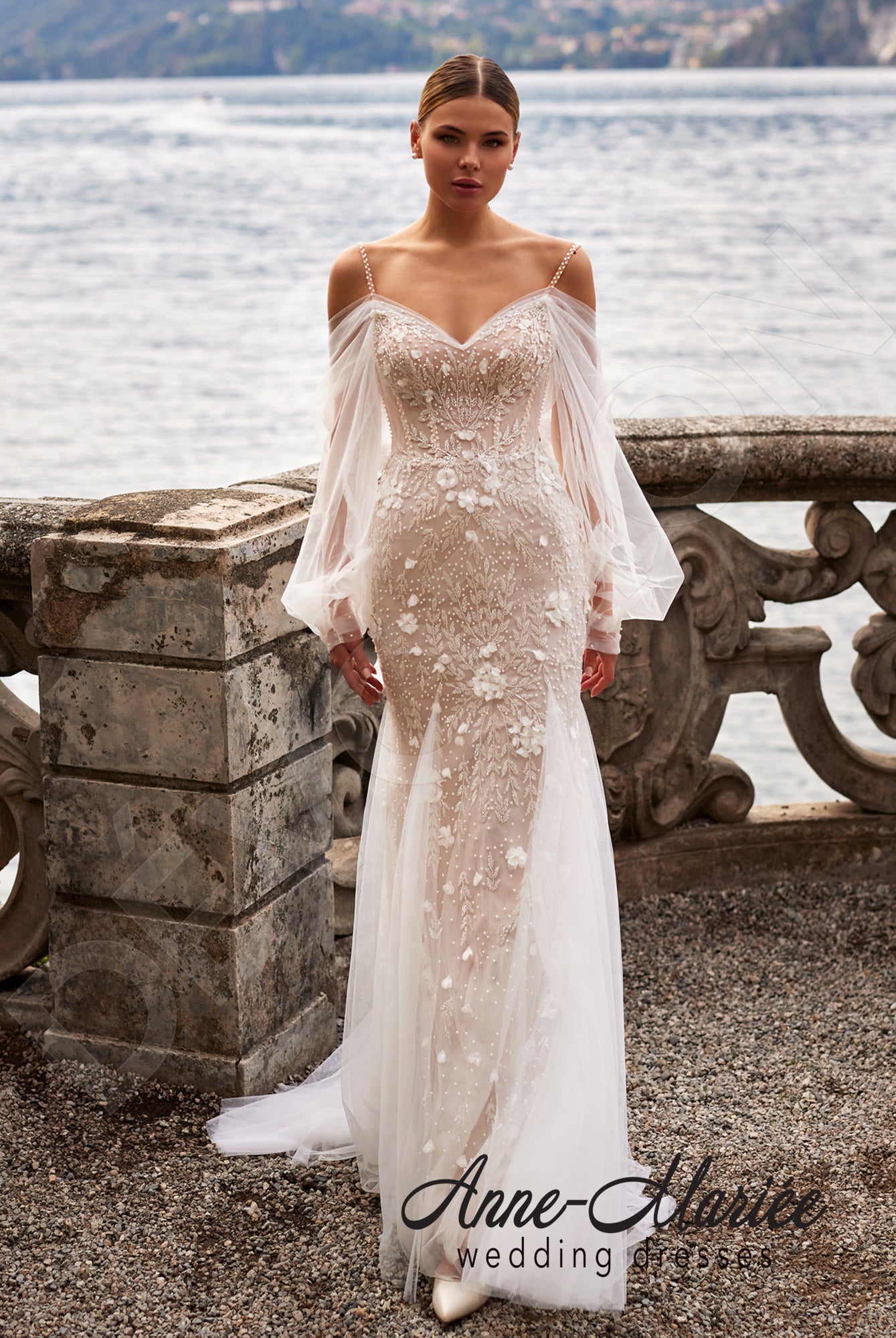Elio Trumpet/Mermaid Sweetheart Milk/Nude Wedding dress Front