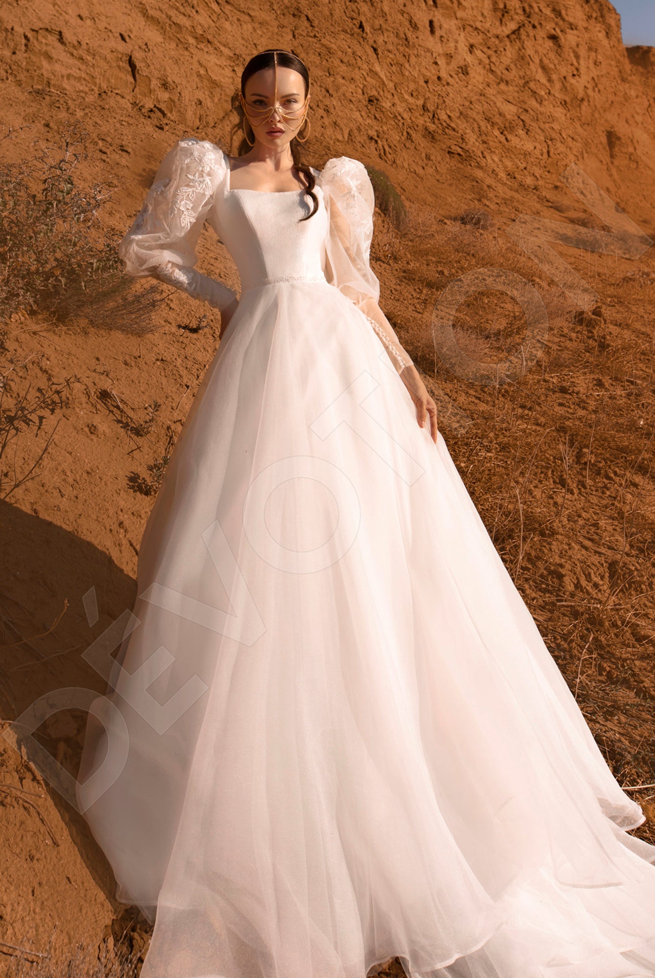 Emigdy A-line Square Off White Wedding dress