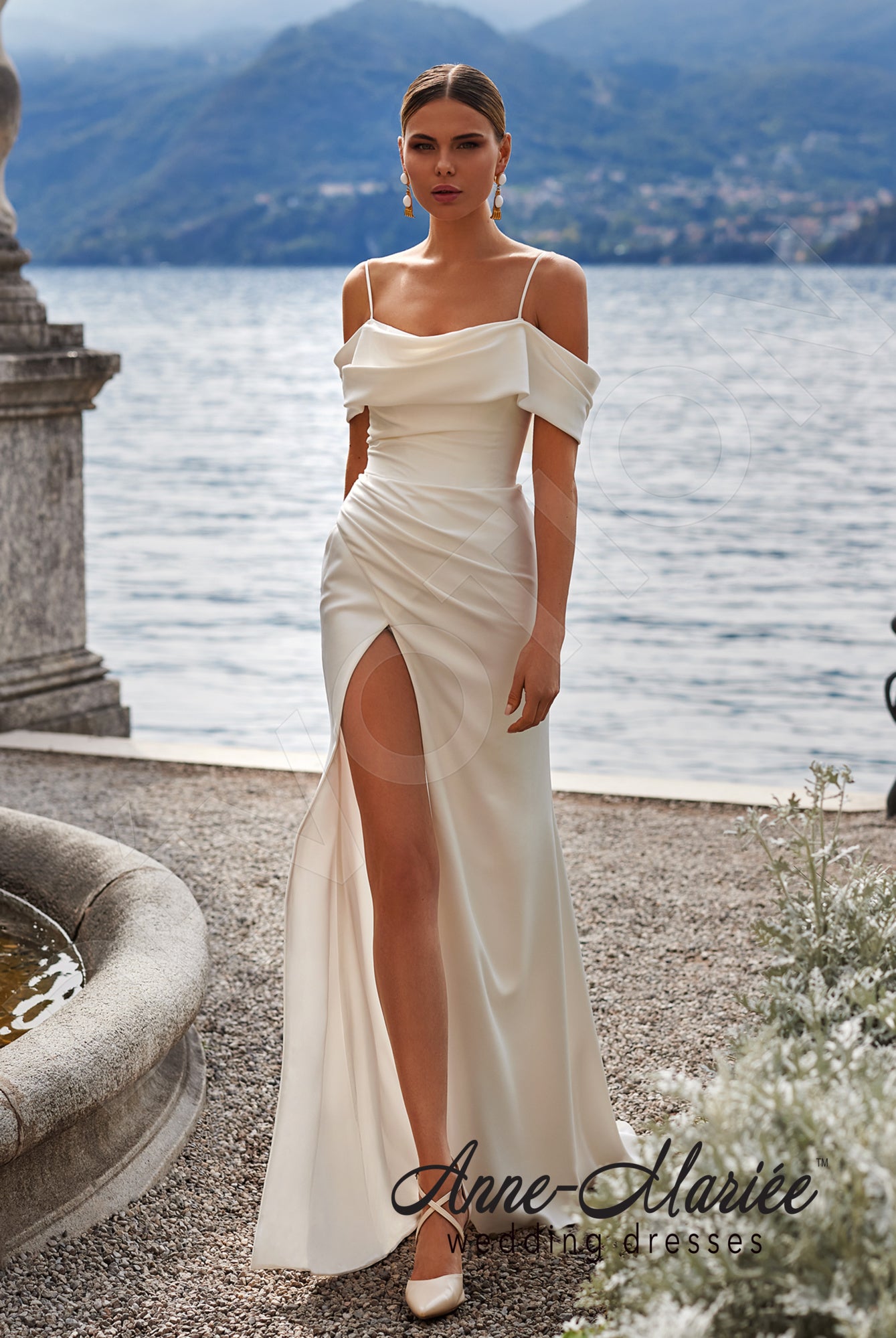 Erneste Trumpet/Mermaid Straight Across Milk Wedding dress Front