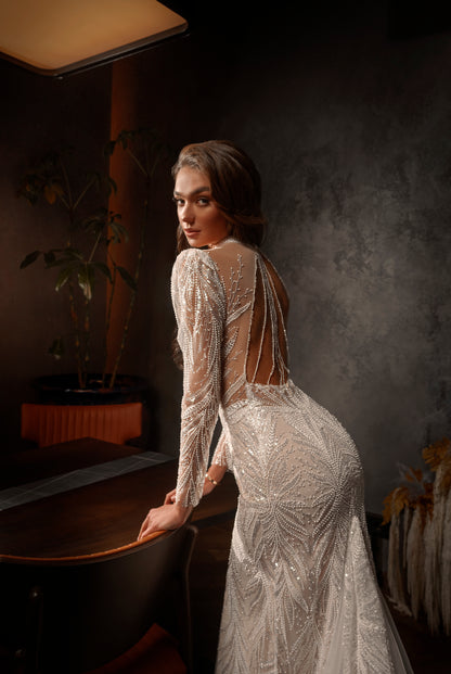 Fernanda Trumpet/Mermaid Jewel Ivory/Blush Wedding dress