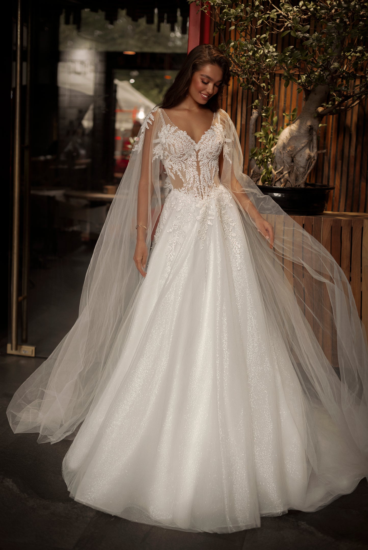Francesce A-Line V-neck Ivory Wedding dress