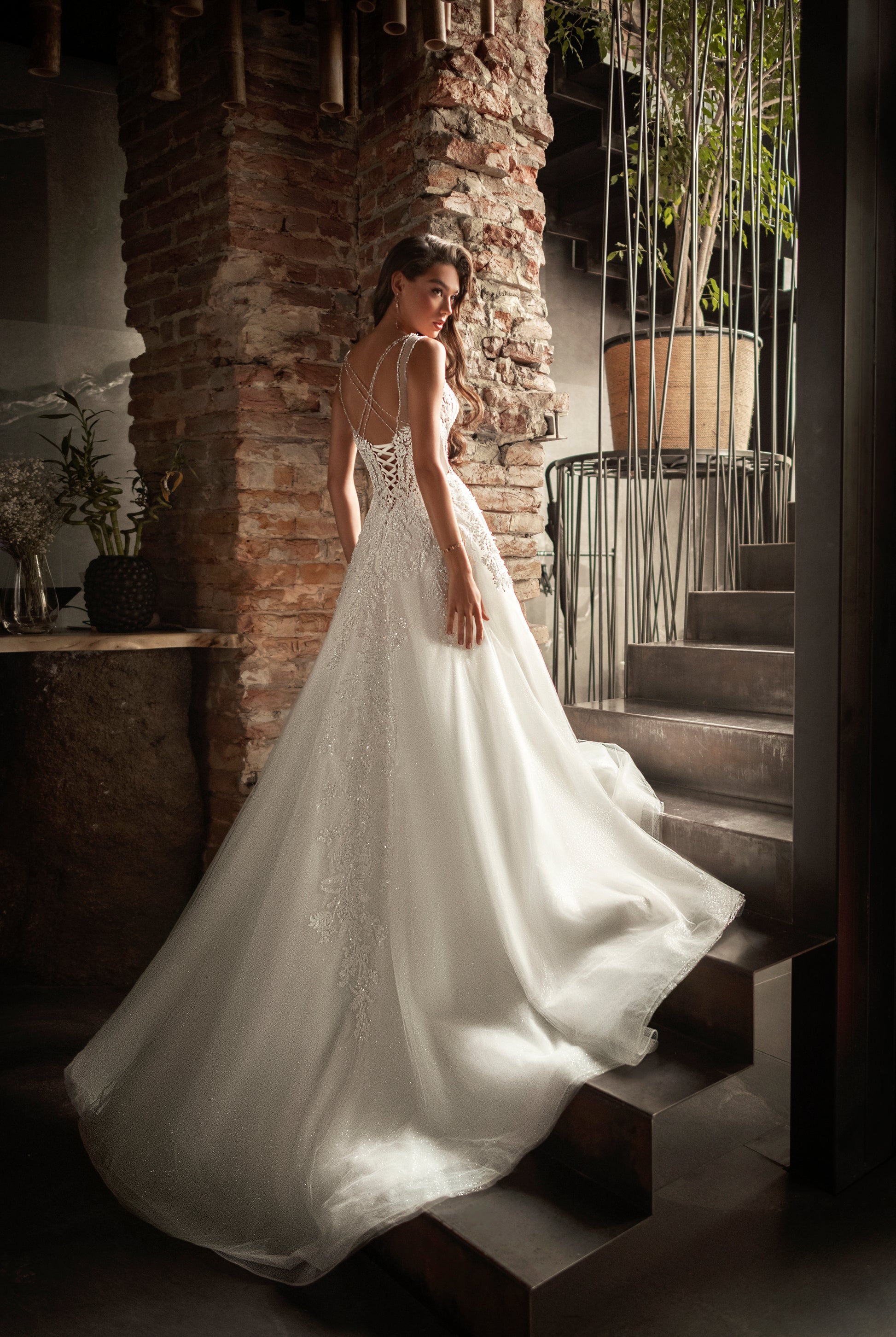 Francesce A-Line V-neck Ivory Wedding dress