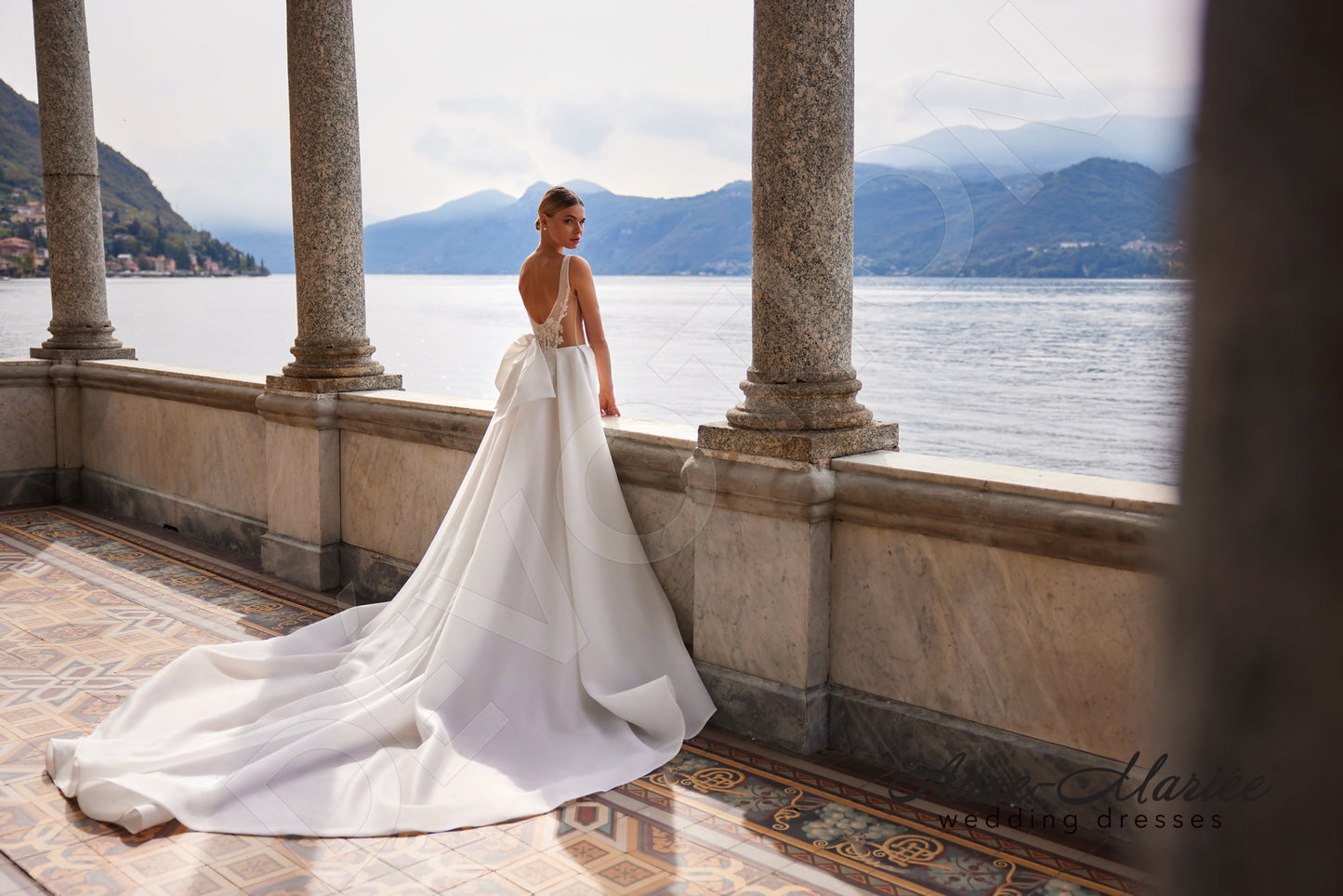 Ilaria A-line Deep V-neck Milk Wedding dress 9