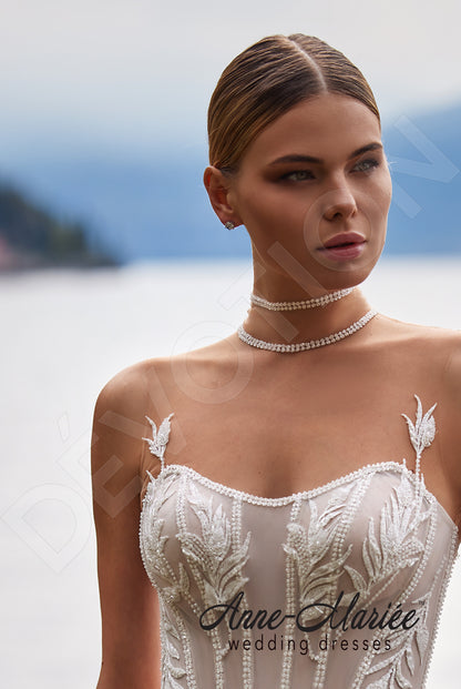 Lelia Trumpet/Mermaid High Neck Milk/Nude Wedding dress 5