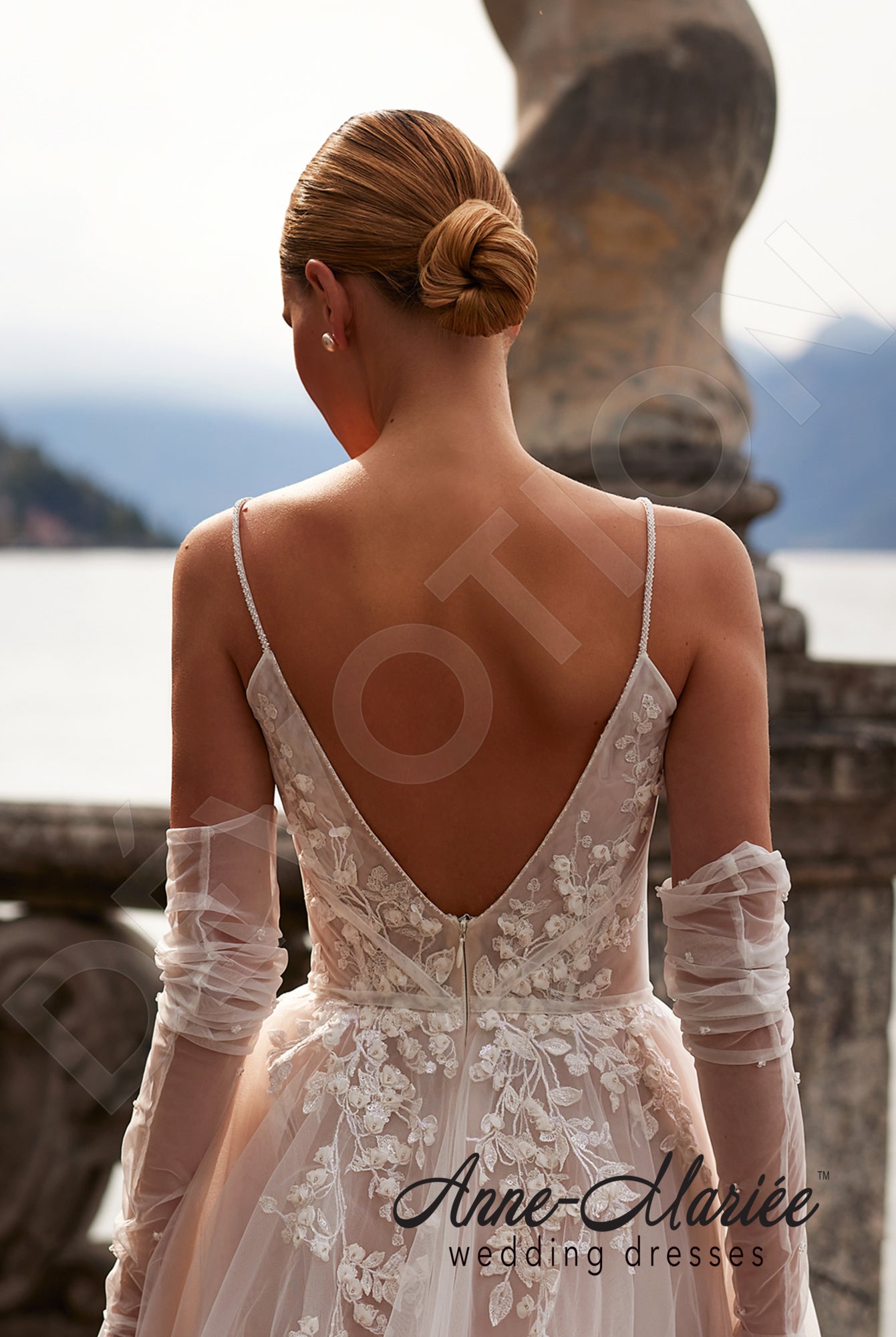 Livia A-line Deep V-neck Milk/Powder Wedding dress 7