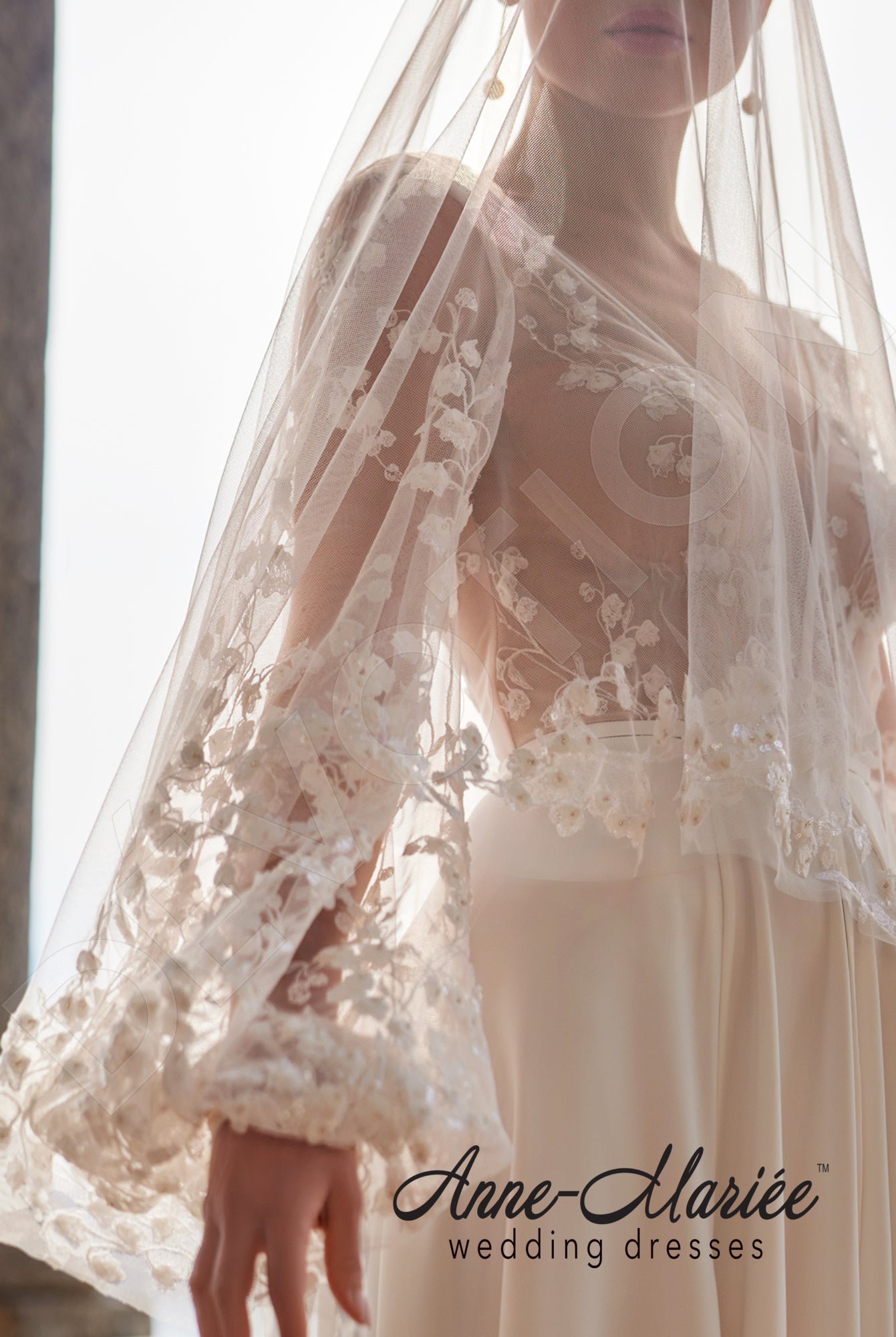 Luana A-line Deep V-neck Milk Wedding dress 9