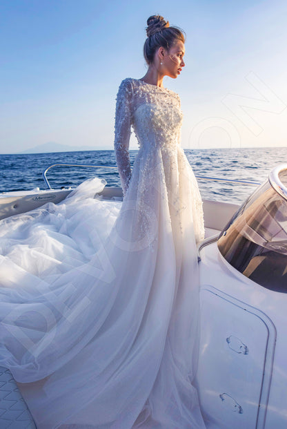 Lunna A-line Jewel Ivory Wedding dress