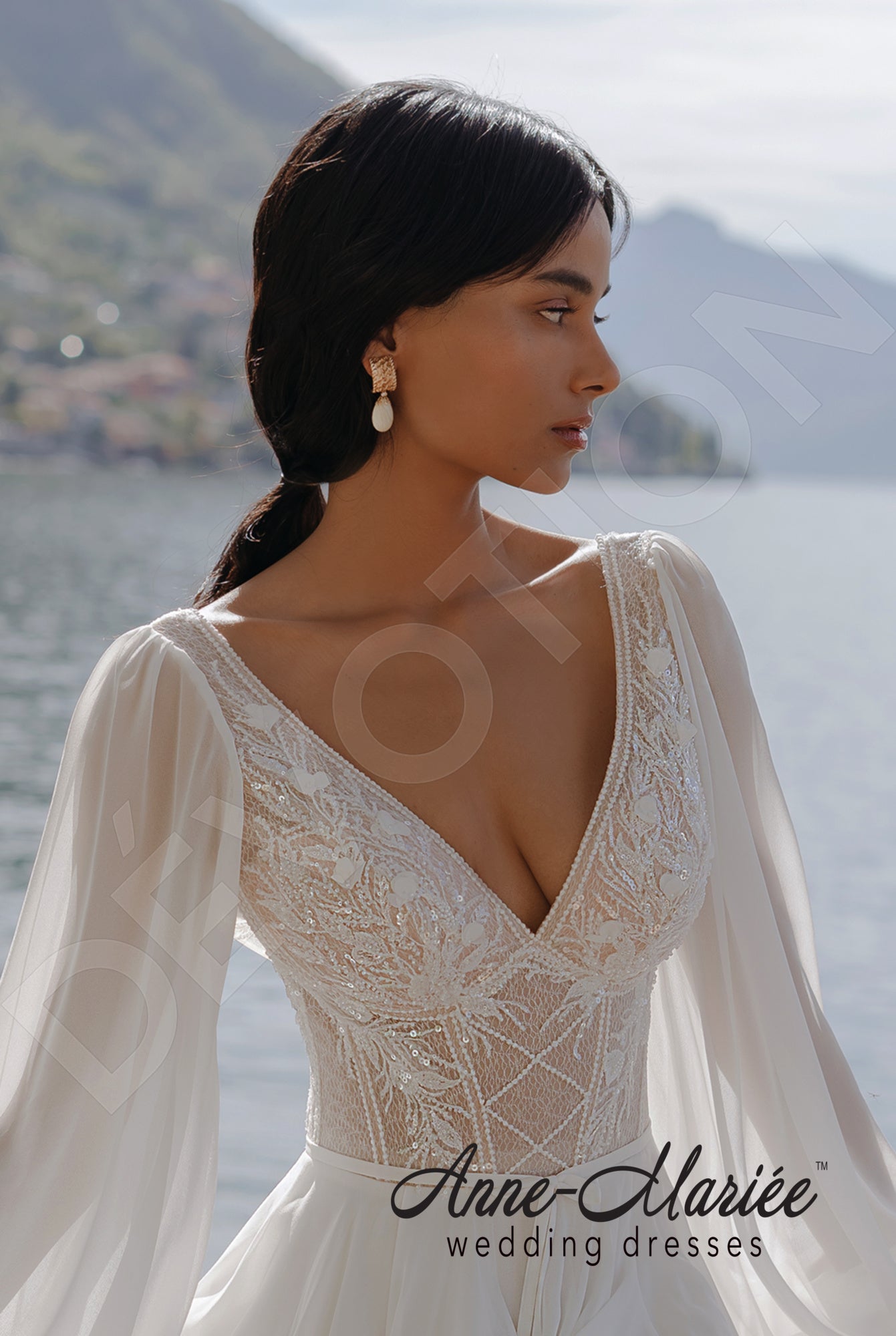 Magden A-line V-neck Milk Wedding dress