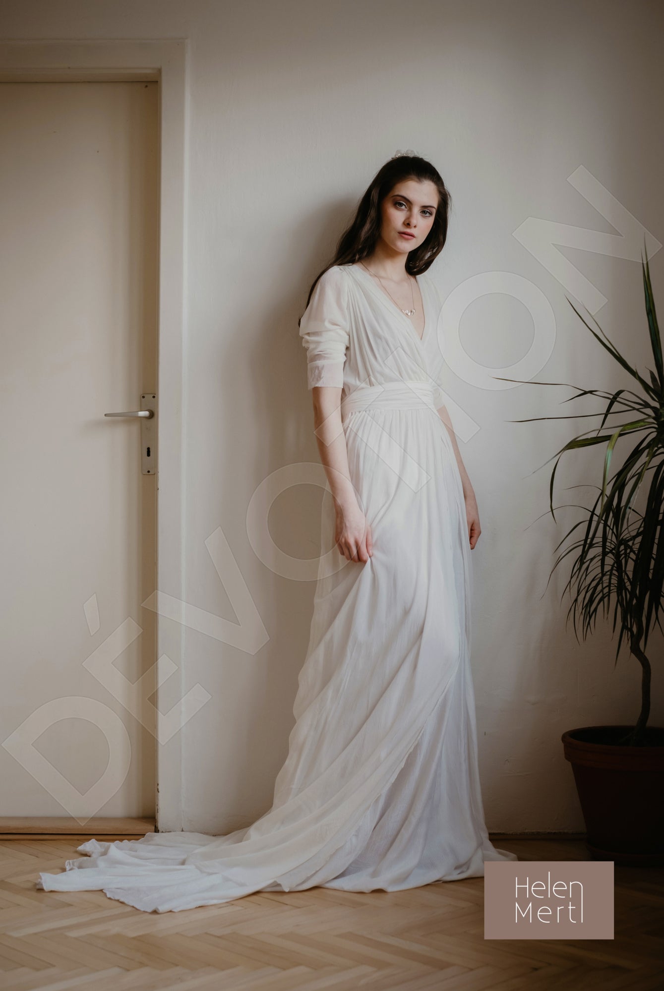 Michaela A-line V-neck White Wedding dress