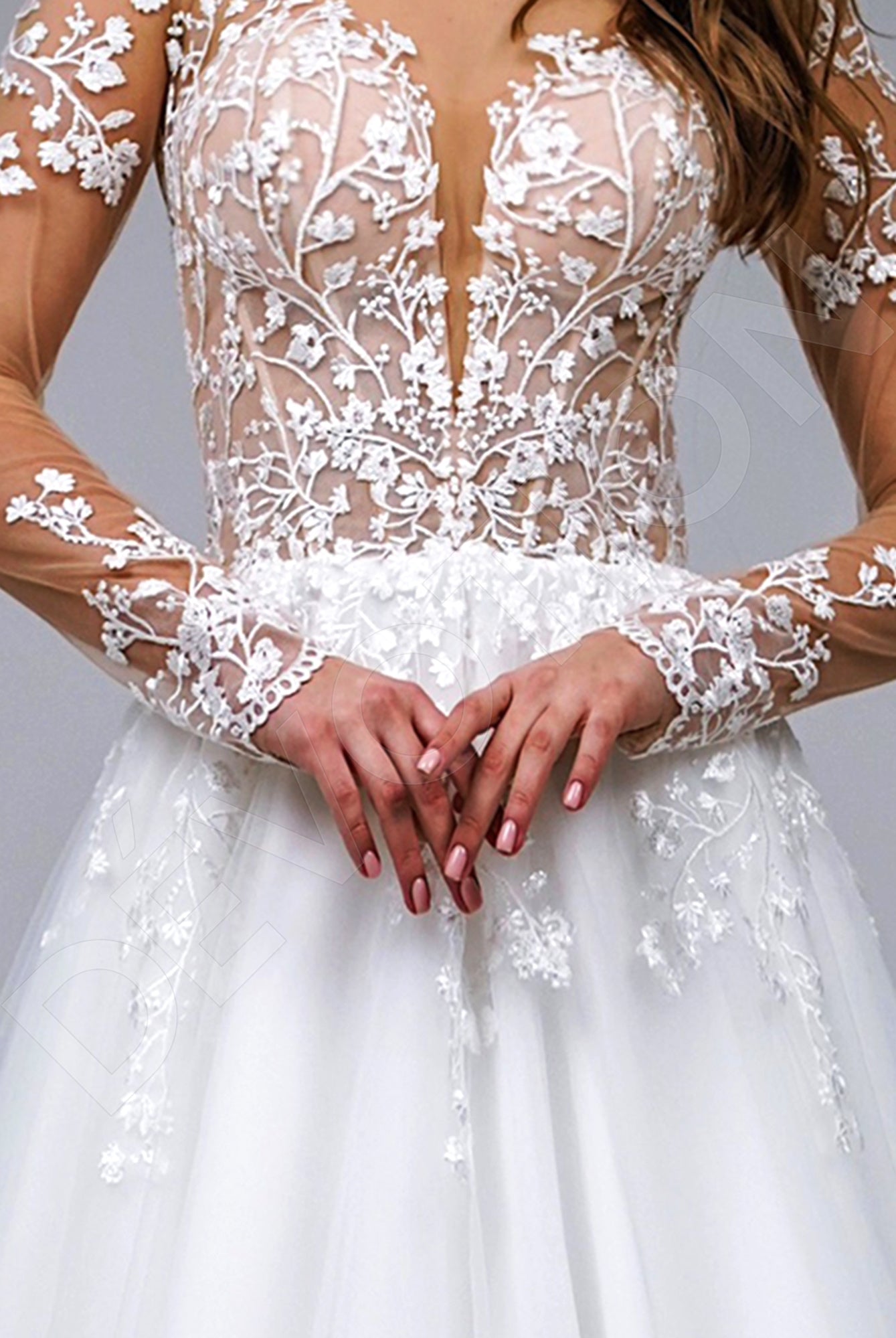 Nilda A-Line High neck Ivory Wedding dress