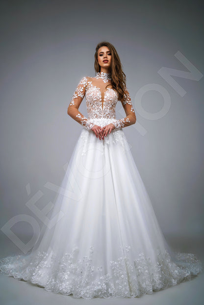 Nilda A-Line High neck Ivory Wedding dress