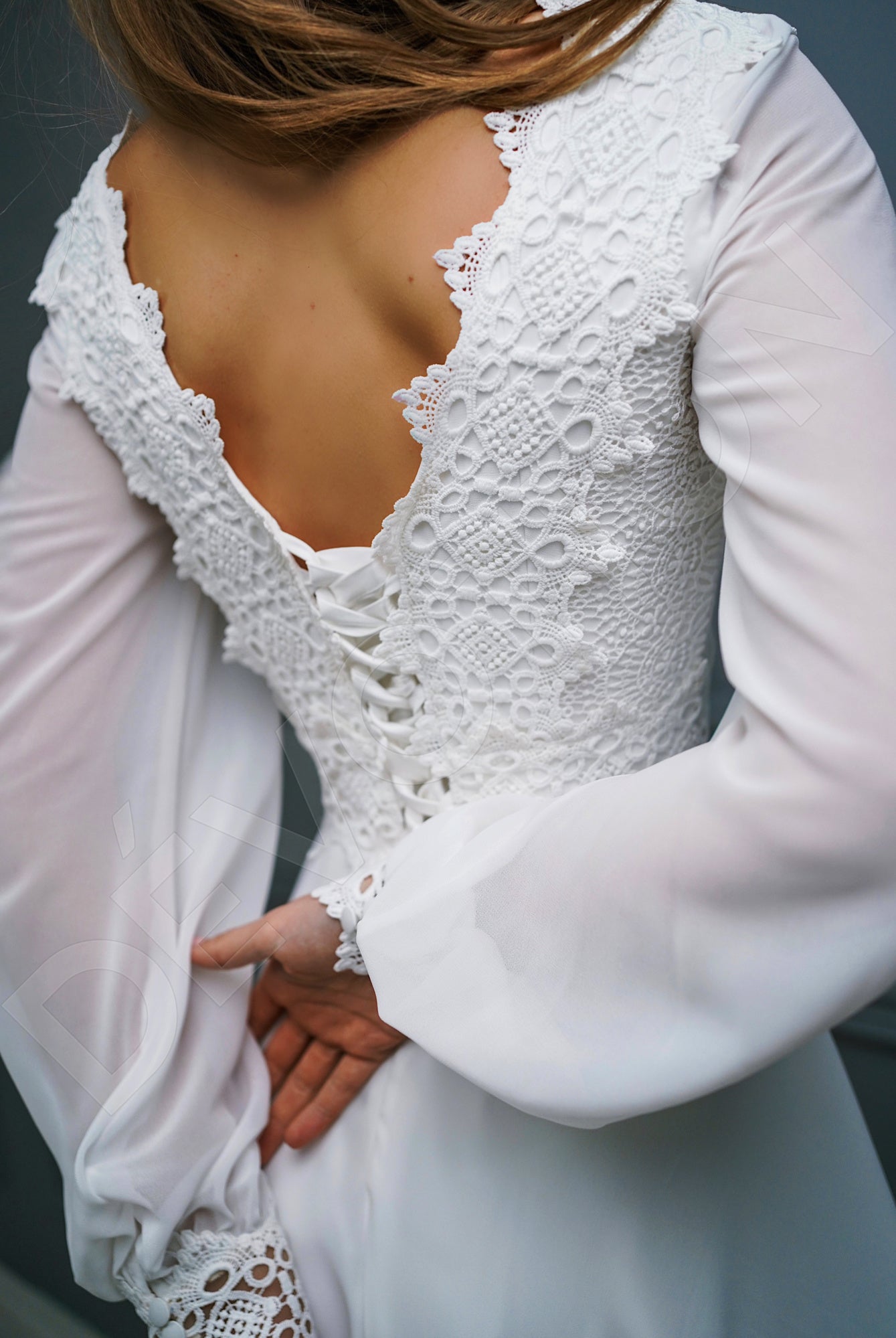 Oldonza A-Line V-neck Ivory Wedding dress