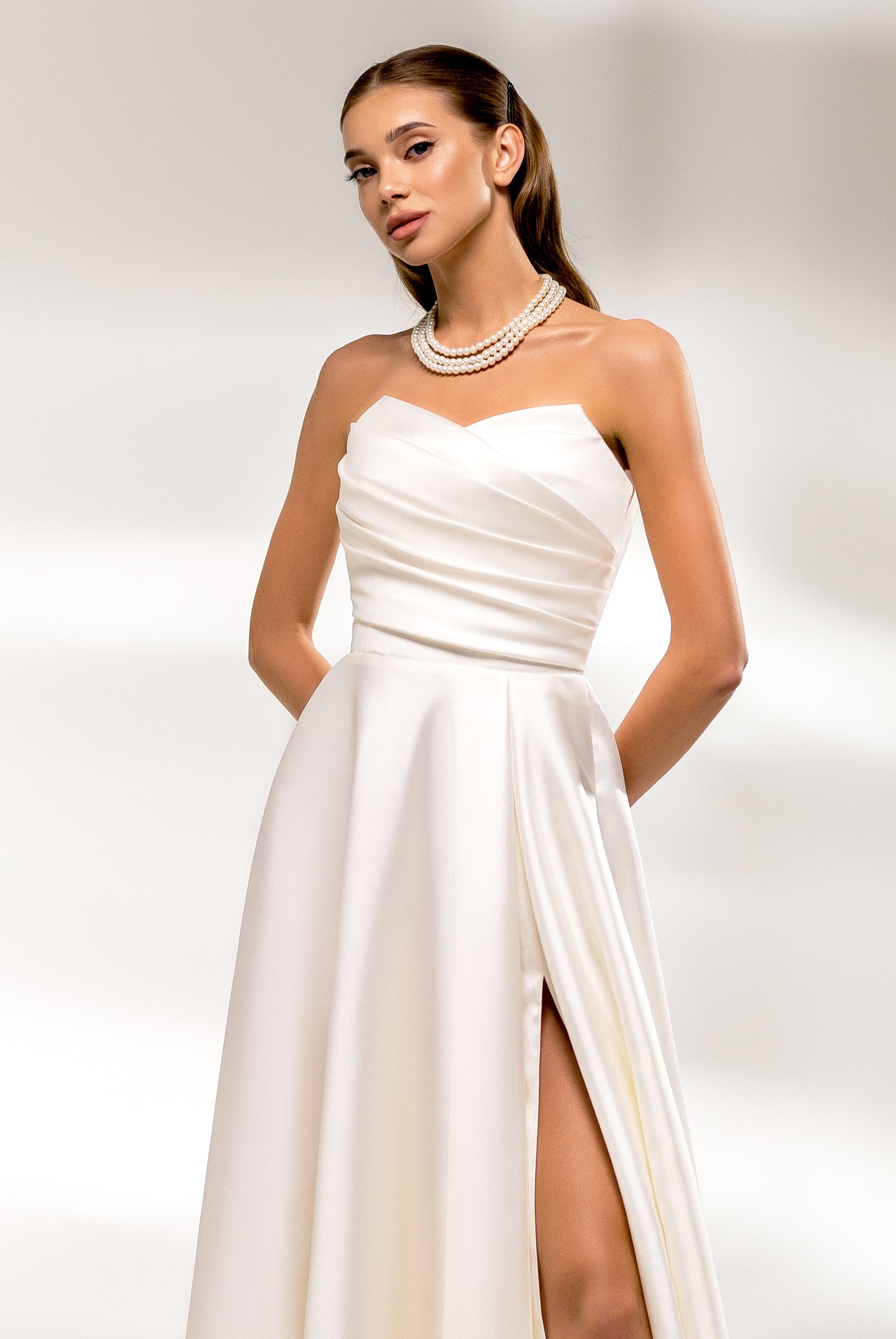 Leonela A-line Sweetheart Milk Wedding dress