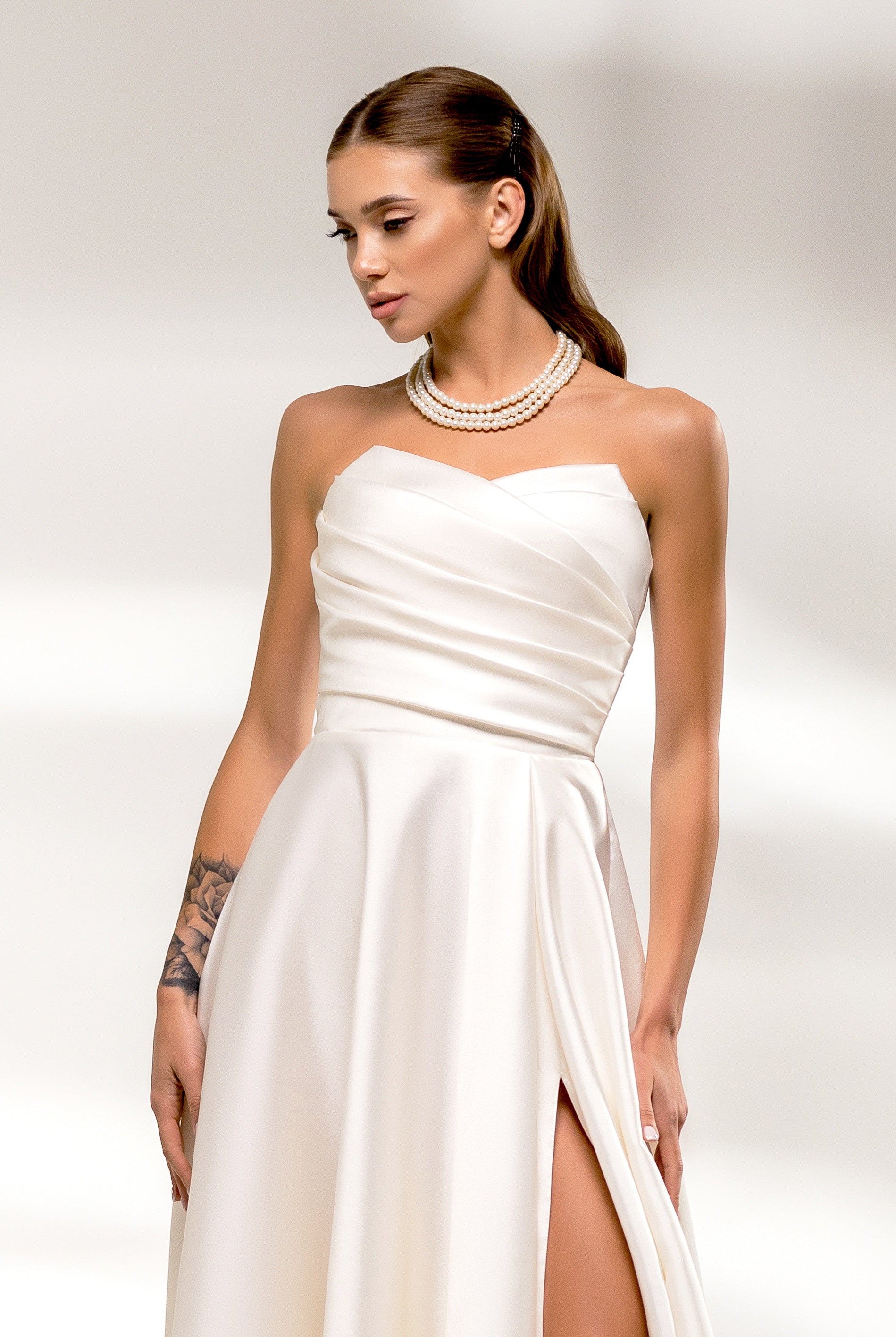 Leonela A-line Sweetheart Milk Wedding dress