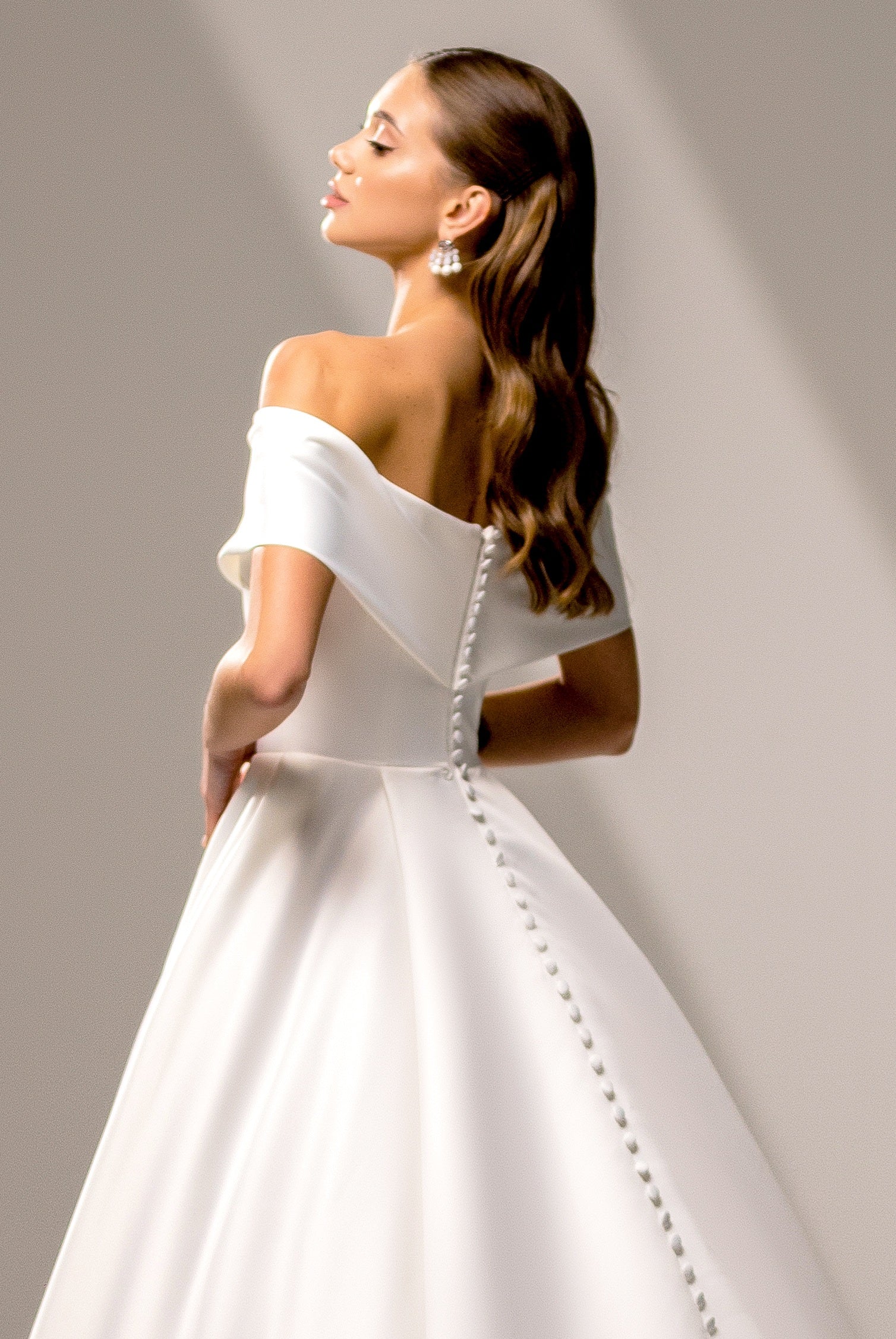 Sonet A-line Off-shoulder/Drop shoulders Milk Wedding dress