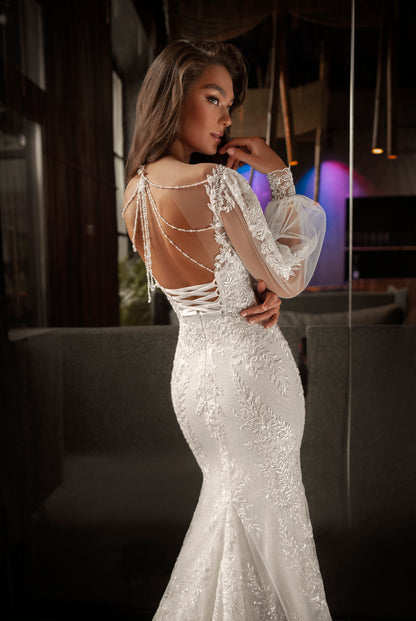 Rachela Trumpet/Mermaid Illusion Ivory Wedding dress