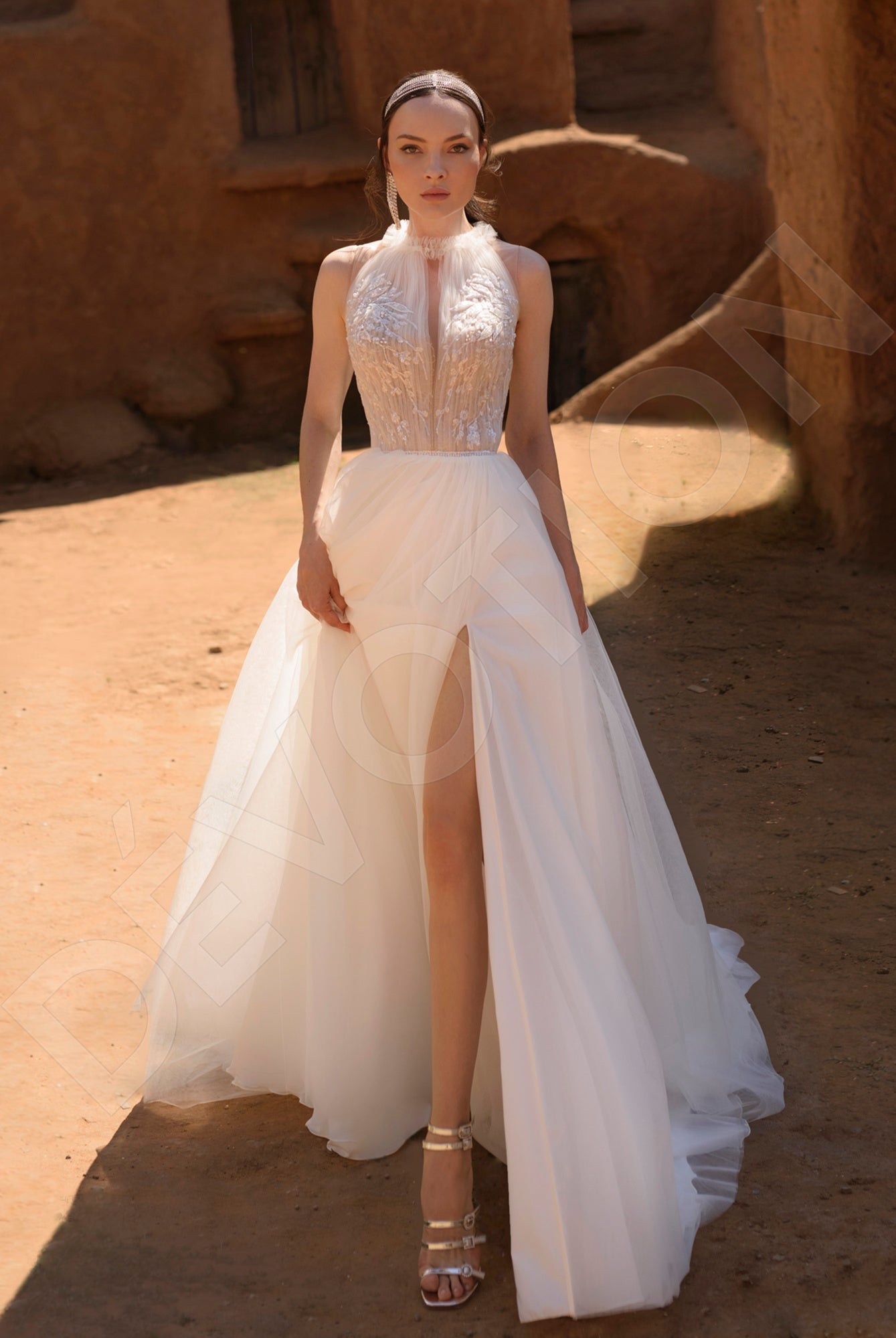 Salmonia A-Line Halter Off White Wedding dress