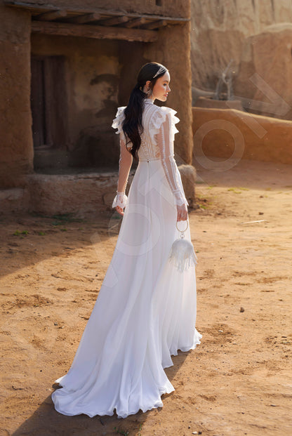 Samali A-Line High Neck Off White Wedding dress