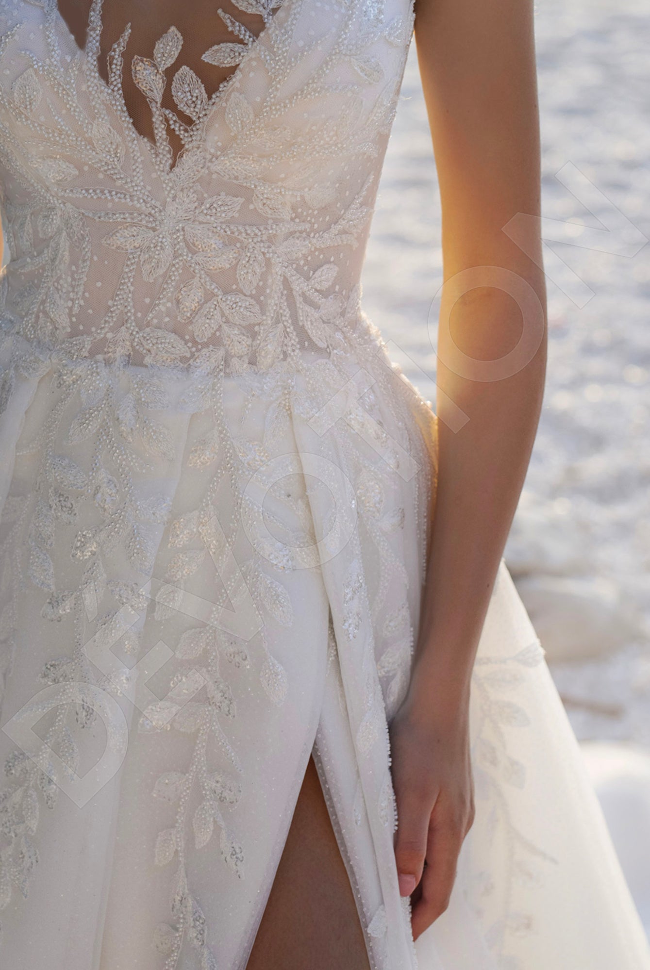 Sarah A-line V-neck Ivory Wedding dress