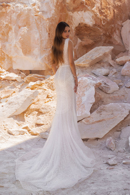 Summer Trumpet/Mermaid Illusion Ivory Wedding dress