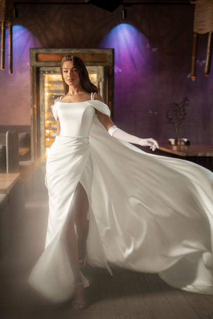 Tina Trumpet/Mermaid Straight across Ivory Wedding dress