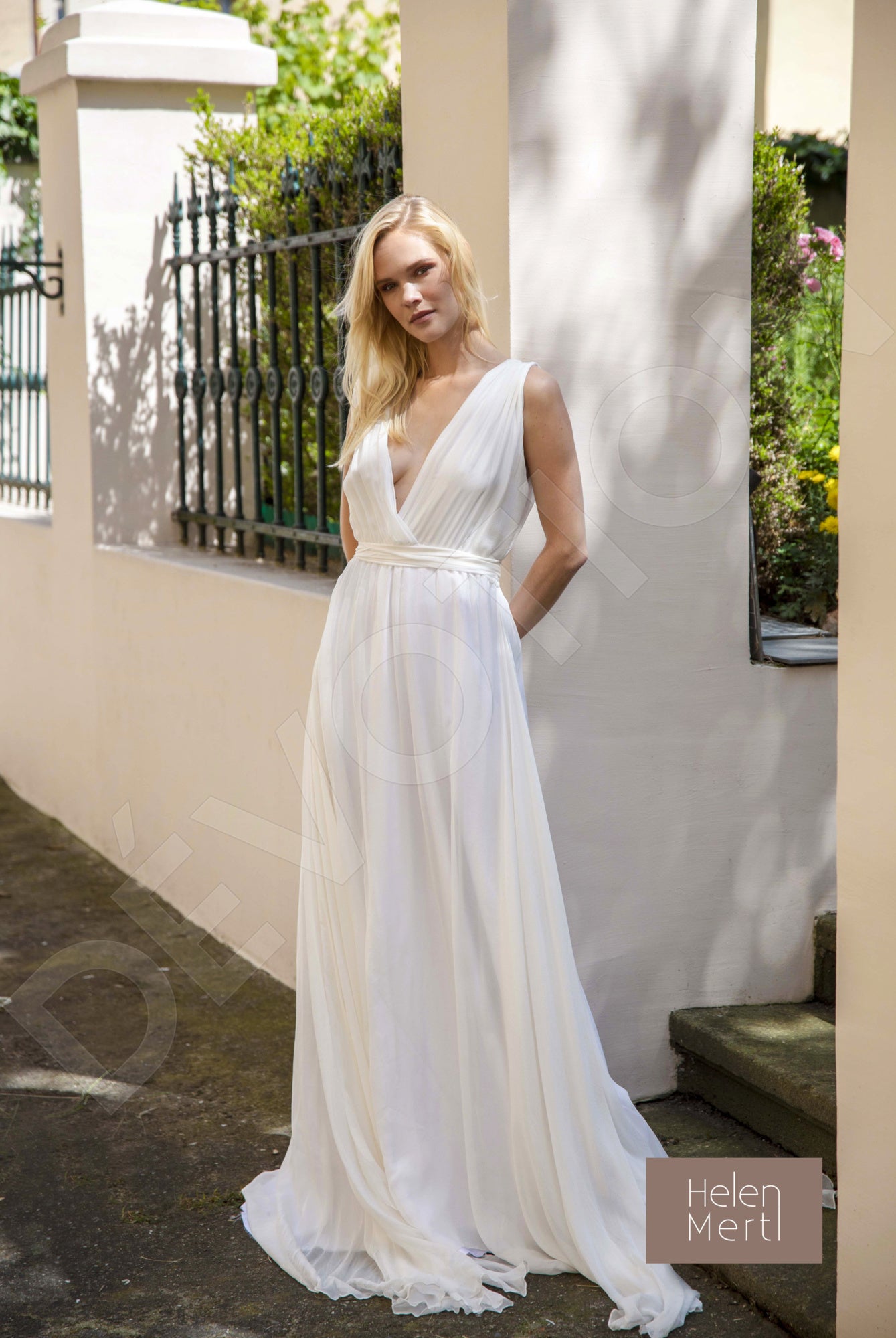 Zuzana A-line Deep V-neck White Wedding dress