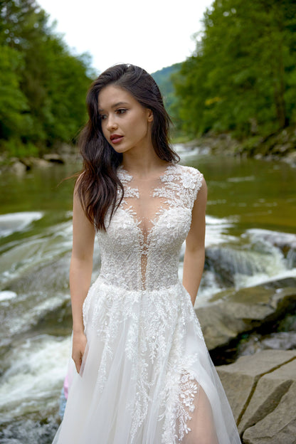 Alvina A-line Illusion Milk/Nude Wedding dress