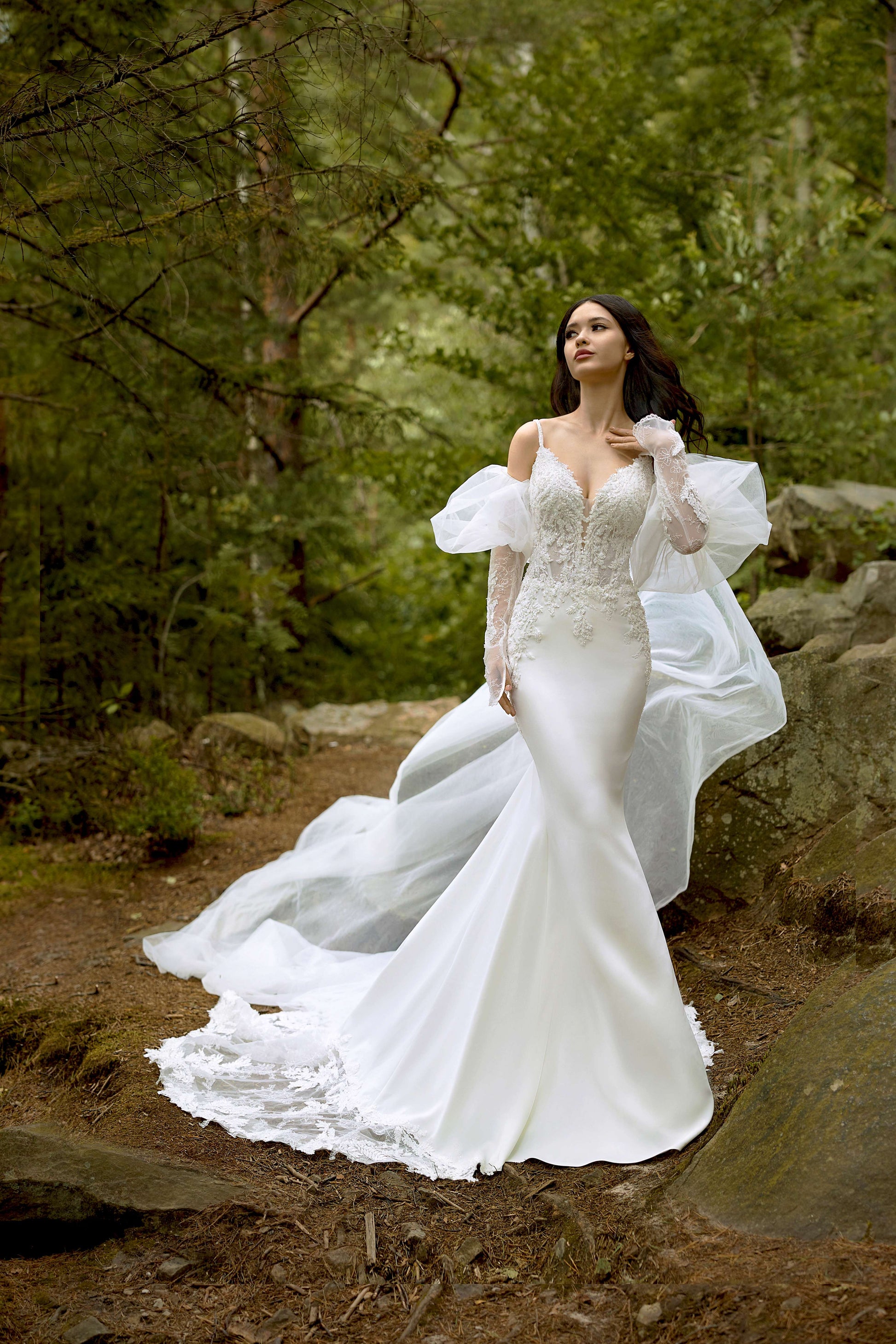 Estelle Trumpet/Mermaid Deep V-neck Milk Wedding dress